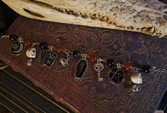 Witchy Charm Bracelet - Carnelian and Obsidian