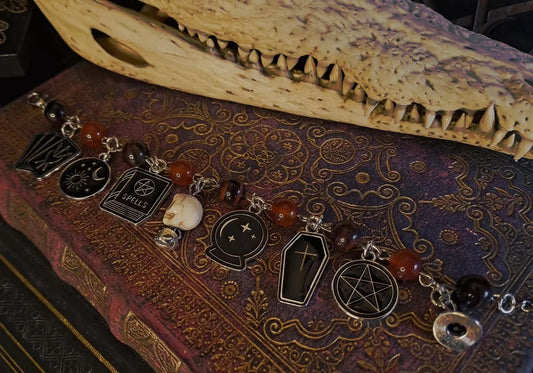 Witchy Charm Bracelet - Tiger's Eye and Obsidian