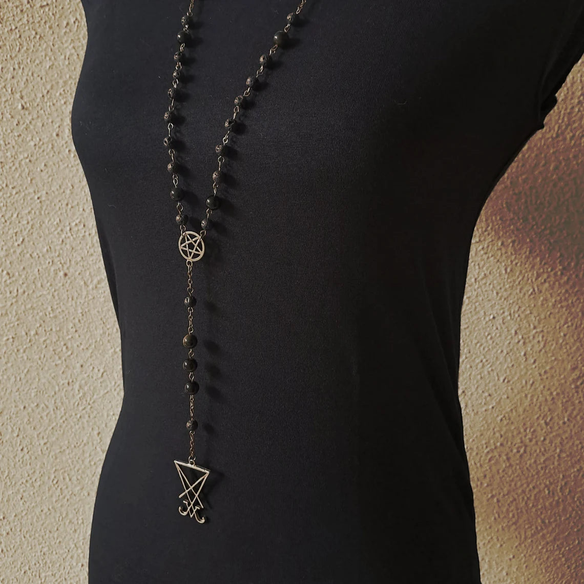 Lucifer Rosary Black Beads