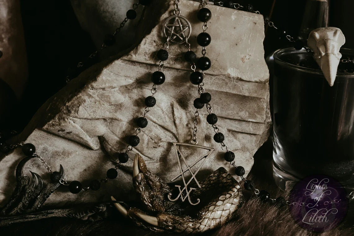 Lucifer Rosary Black Beads