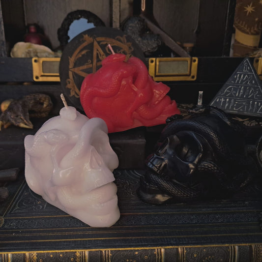 Skull With Snake Candle